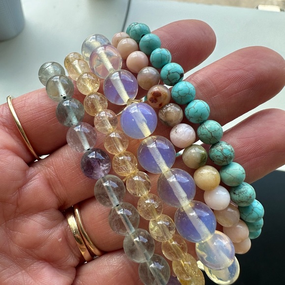 Semi precious stones crystal quartz bracelet lot of 5 - Picture 1 of 4